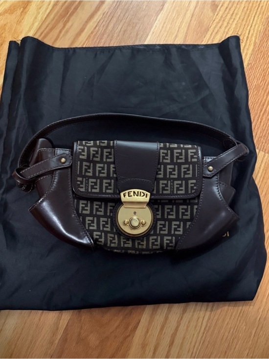 Fendi Handbags - Fendi Monogram Canvas Shoulder Bag with Gold Hardware